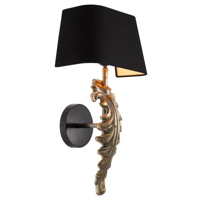 Eichholtz Beau Site Wall Lamp in Vintage Brass Finish with Black Shade