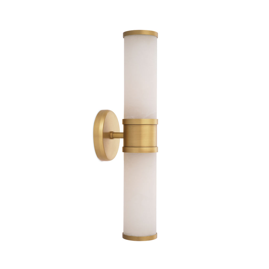 Eichholtz Claridges Double Wall Light in Antique Brass Finish with Alabaster Shade