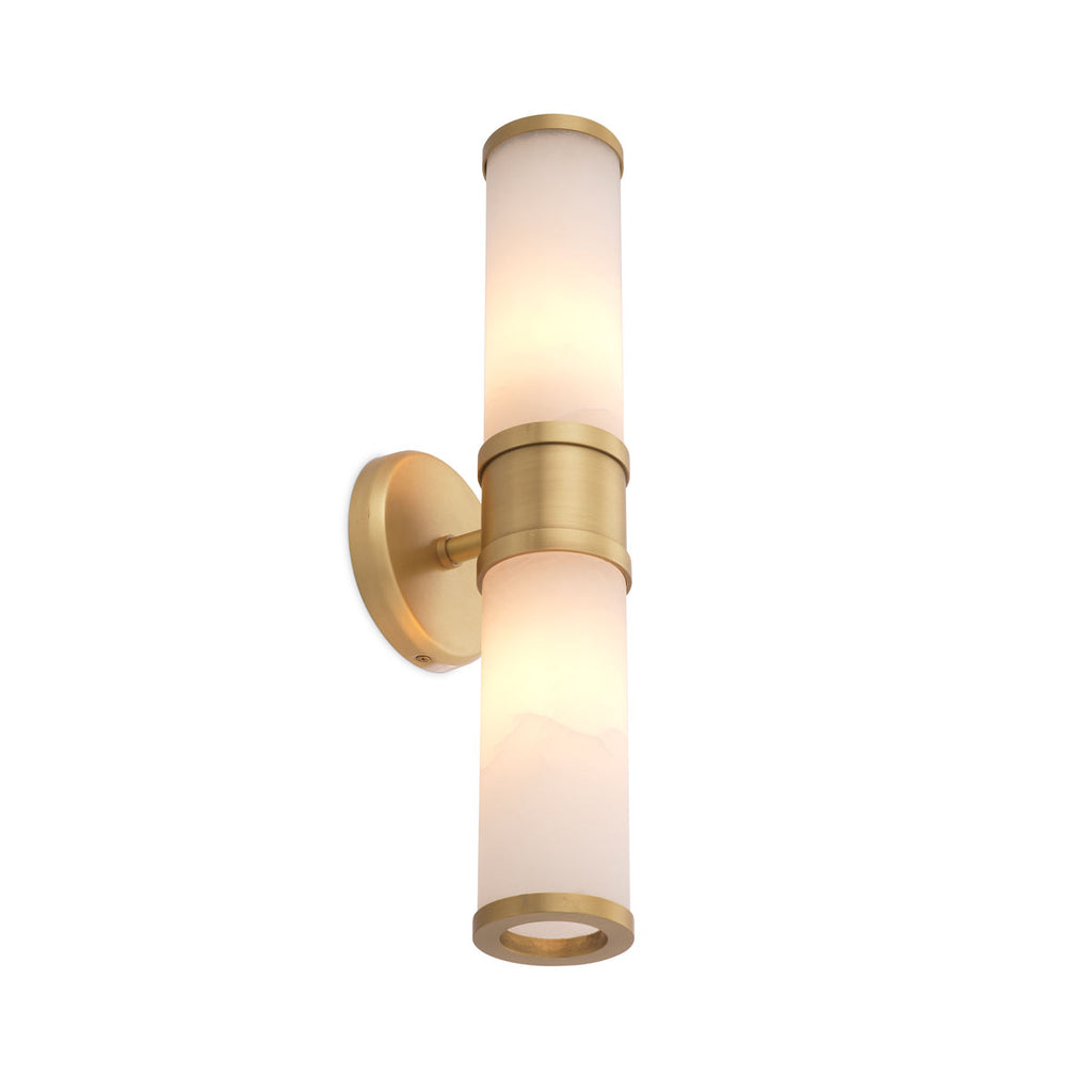 Eichholtz Claridges Double Wall Light in Antique Brass Finish with Alabaster Shade