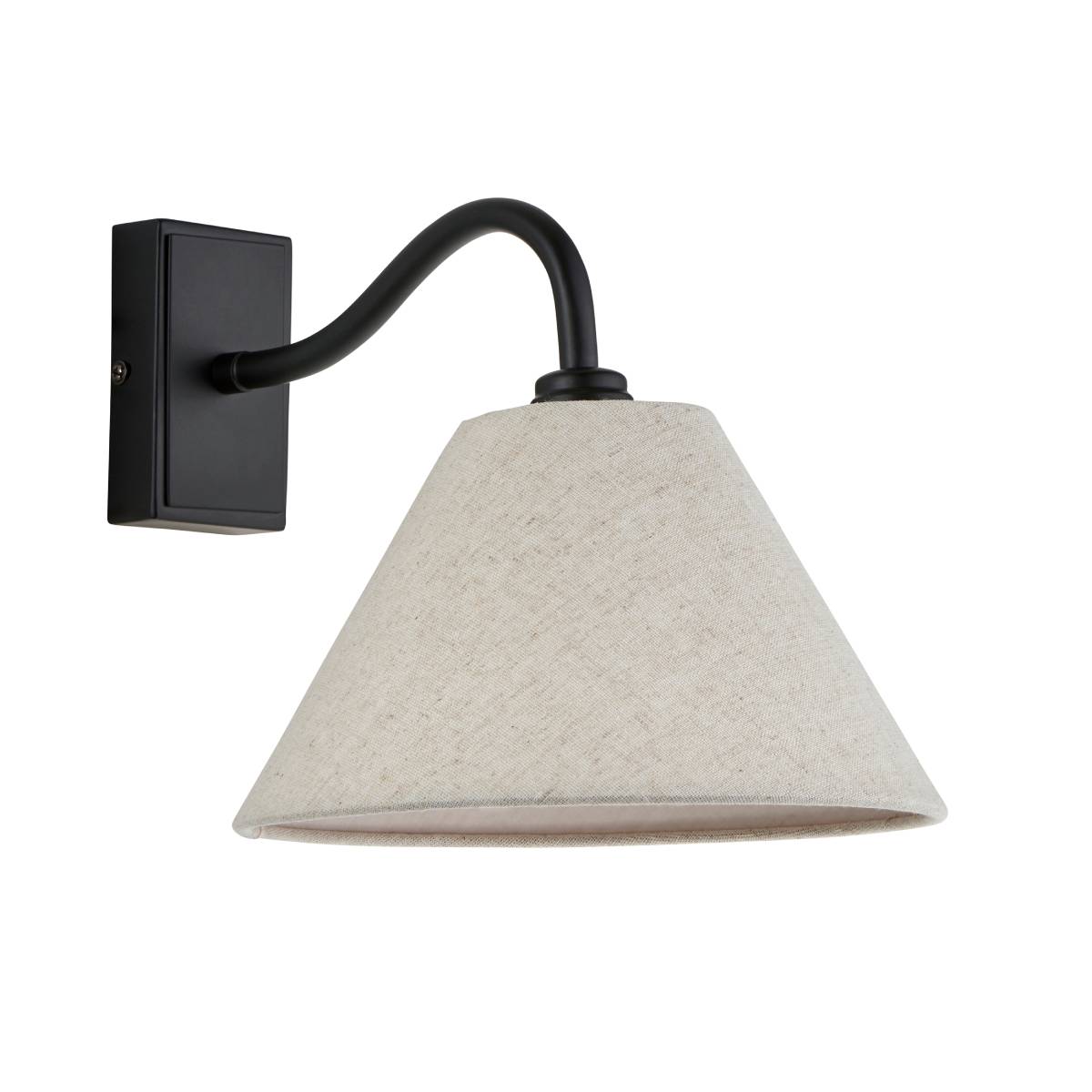 Endon Knole Wall Light in Matt Black and Natural Faux Linen Shade