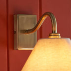 Endon Knole Wall Light in Antique Brass and Natural Faux Linen Shade