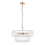 Endon Montrose 6 Light Pendant in Brushed Aged Brass and Handmade Clear Textured Glass Shade