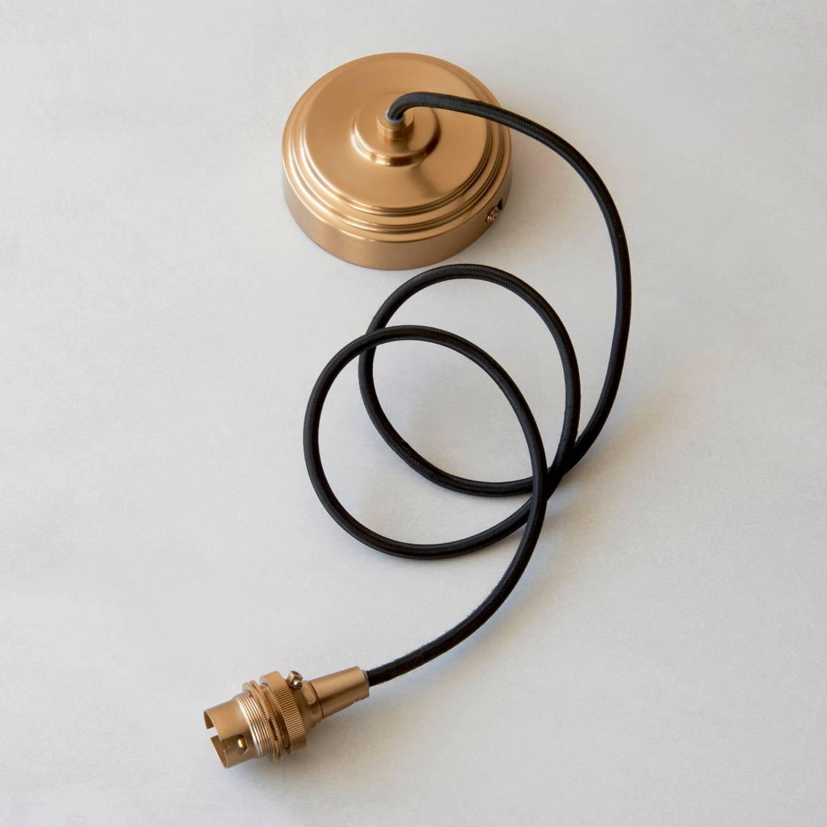 Endon Eltham Pendant Light Brushed Aged Brass and Black Braided Flex