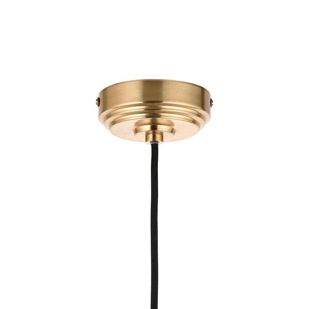 Endon Eltham Pendant Light Brushed Aged Brass and Black Braided Flex