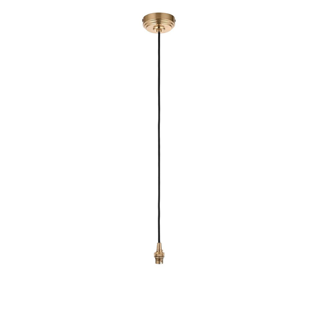 Endon Eltham Pendant Light Brushed Aged Brass and Black Braided Flex