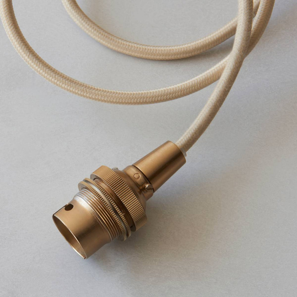 Endon Eltham Pendant Light Brushed Aged Brass and Natural Braided Flex