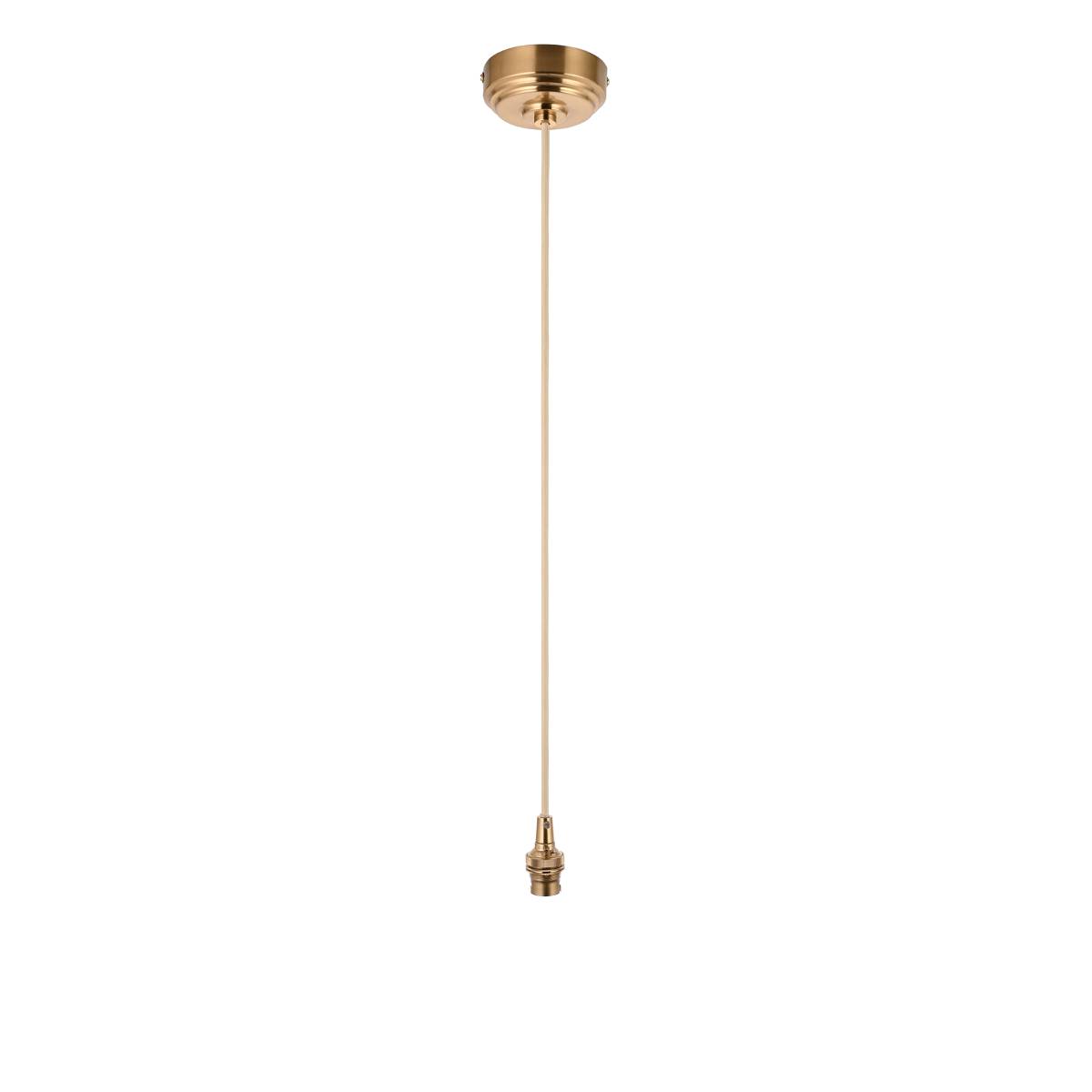 Endon Eltham Pendant Light Brushed Aged Brass and Natural Braided Flex