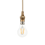 Endon Eltham Pendant Light Brushed Aged Brass and Natural Braided Flex