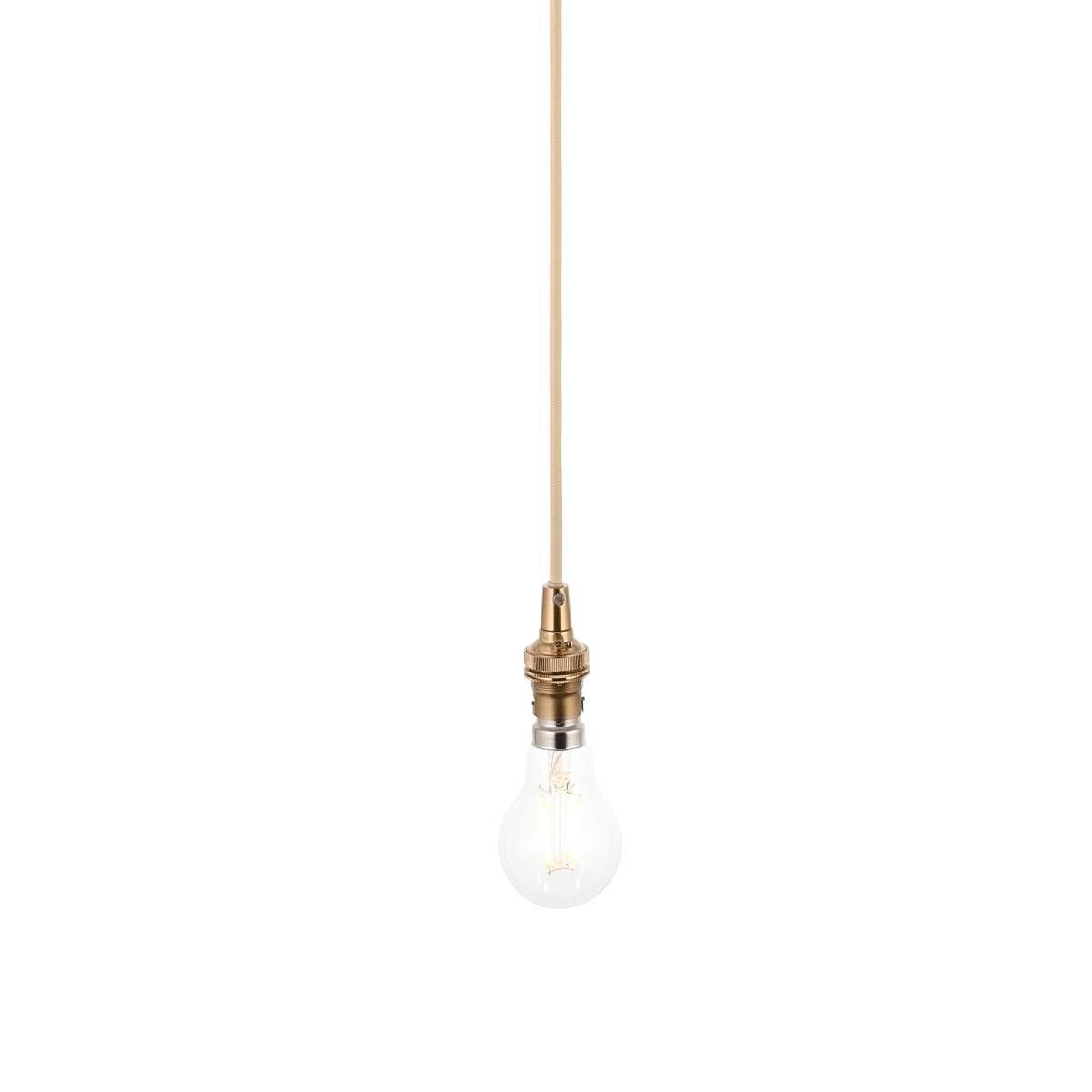 Endon Eltham Pendant Light Brushed Aged Brass and Natural Braided Flex