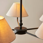 Endon Lille 5 Light Pendant in Matt Black and Natural Faux Linen Shade