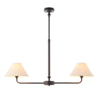 Endon Lille 2 Light Pendant in Matt Black and Natural Faux Linen Shade