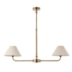 Endon Lille 2 Light Pendant in Antique Brass and Natural Faux Linen Shade
