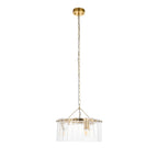 Endon Karine 3 Light Pendant in Brushed Aged Brass and Clear Handmade Textured Glass Shade