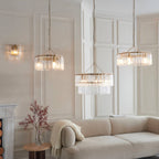 Endon Karine 5 Light Pendant in Brushed Aged Brass and Clear Handmade Textured Glass Shade