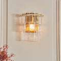 Endon Karine Wall Light in Brushed Aged Brass and Clear Handmade Textured Glass Shade