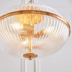 Endon Somerset 3 Light Pendant in Vintage Brass Finish and Clear Ribbed Glass Shade