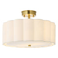 Endon Serene 2 Light Flush Ceiling Light in Brushed Aged Brass with Vintage White Shade