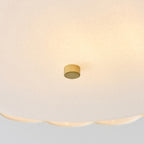 Endon Serene 2 Light Flush Ceiling Light in Brushed Aged Brass with Vintage White Shade