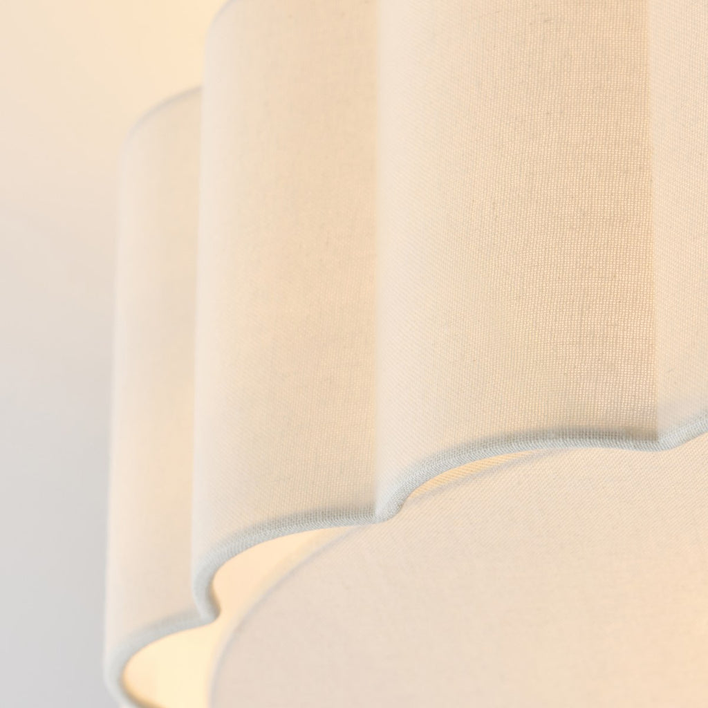 Endon Serene 2 Light Flush Ceiling Light in Brushed Aged Brass with Vintage White Shade