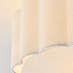 Endon Serene 2 Light Flush Ceiling Light in Brushed Aged Brass with Vintage White Shade
