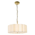 Endon Serene 3 Light Pendant Light in Brushed Aged Brass with Vintage White Shade