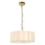 Endon Serene 3 Light Pendant Light in Brushed Aged Brass with Vintage White Shade