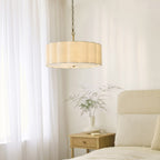 Endon Serene 3 Light Pendant Light in Brushed Aged Brass with Vintage White Shade