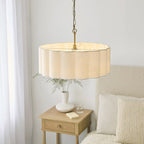Endon Serene 3 Light Pendant Light in Brushed Aged Brass with Vintage White Shade