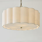 Endon Serene 3 Light Pendant Light in Brushed Aged Brass with Vintage White Shade