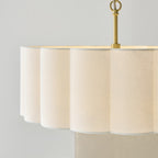 Endon Serene 3 Light Pendant Light in Brushed Aged Brass with Vintage White Shade
