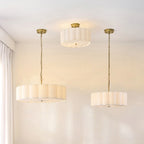 Endon Serene 3 Light Pendant Light in Brushed Aged Brass with Vintage White Shade