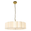 Endon Serene 6 Light Pendant Light in Brushed Aged Brass with Vintage White Shade