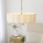 Endon Serene 6 Light Pendant Light in Brushed Aged Brass with Vintage White Shade
