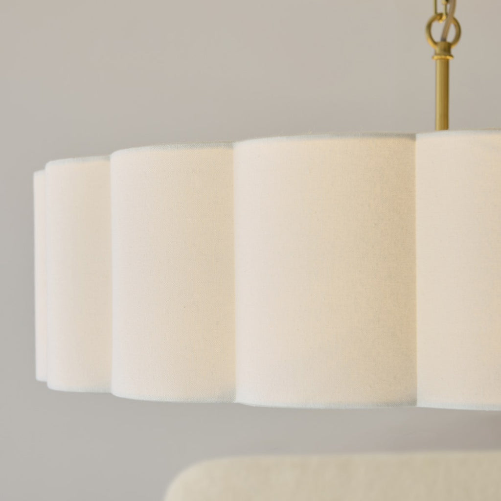 Endon Serene 6 Light Pendant Light in Brushed Aged Brass with Vintage White Shade