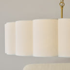 Endon Serene 6 Light Pendant Light in Brushed Aged Brass with Vintage White Shade