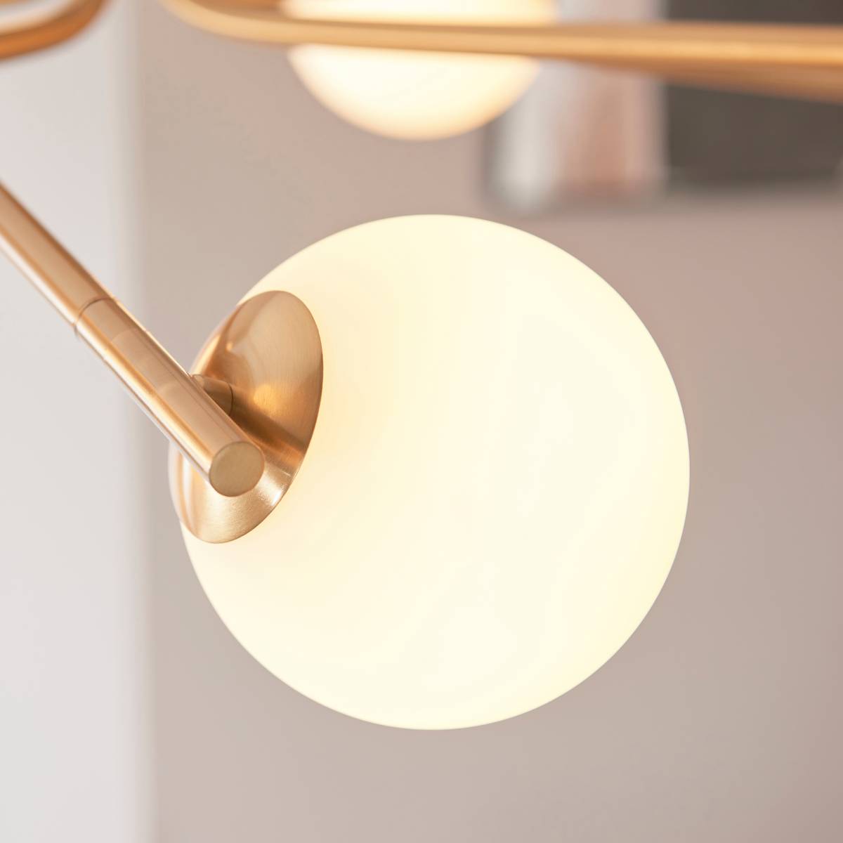 Endon Aaron 10 Light Pendant in Brushed Aged Brass and Matt Opal Glass Shade