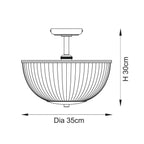 Endon Somerset Uplighter Flush Ceiling Light Vintage Brass Finish and Clear Ribbed Glass Shade