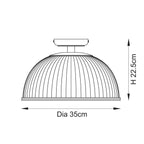 Endon Somerset Downlight Flush Ceiling Light Vintage Brass Finish and Clear Ribbed Glass Shade