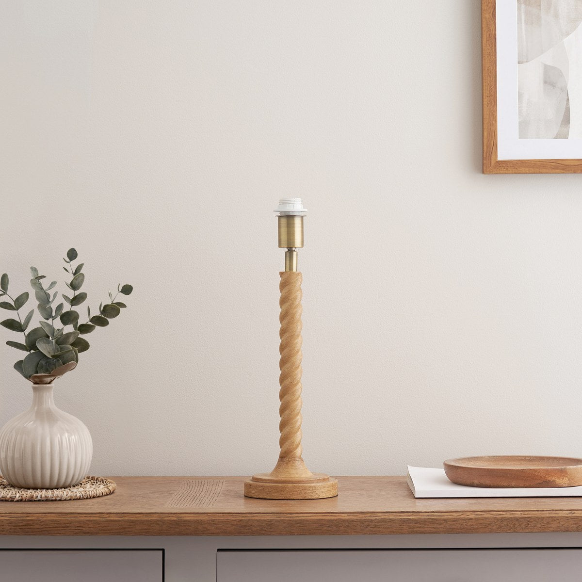 Endon Twist Table Lamp Base in Oak Effect