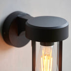 Endon Lucca Outdoor Wall Light in Textured Black and Clear Glass