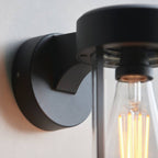 Endon Lucca Outdoor Wall Light in Textured Black and Clear Glass