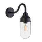 Endon Truro Outdoor Wall Light in Textured Black and Clear Glass
