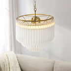 Endon Montpellier 3 Light Pendant Light in Brushed Aged Brass with Clear Ribbed Glass