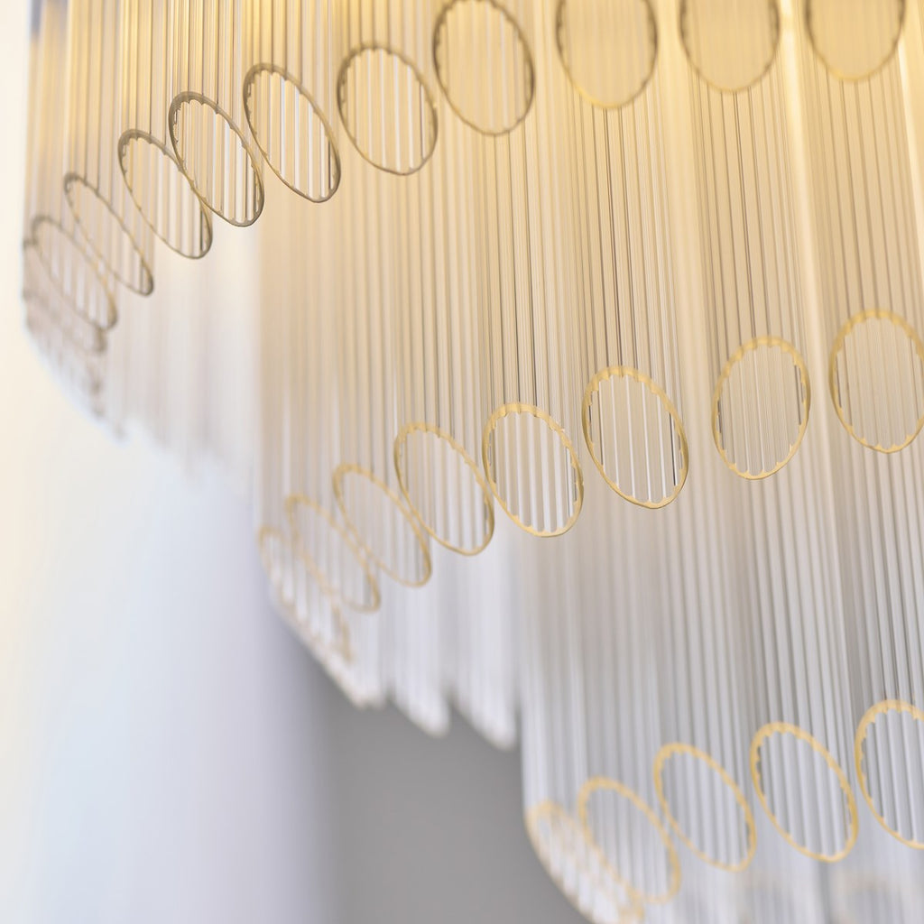 Endon Montpellier 3 Light Pendant Light in Brushed Aged Brass with Clear Ribbed Glass