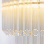 Endon Montpellier 3 Light Pendant Light in Brushed Aged Brass with Clear Ribbed Glass