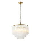 Endon Montpellier 3 Light Pendant Light in Brushed Aged Brass with Clear Ribbed Glass