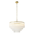 Endon Montpellier 6 Light Pendant Light in Brushed Aged Brass with Clear Ribbed Glass