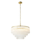 Endon Montpellier 6 Light Pendant Light in Brushed Aged Brass with Clear Ribbed Glass