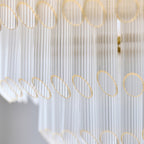 Endon Montpellier 6 Light Pendant Light in Brushed Aged Brass with Clear Ribbed Glass