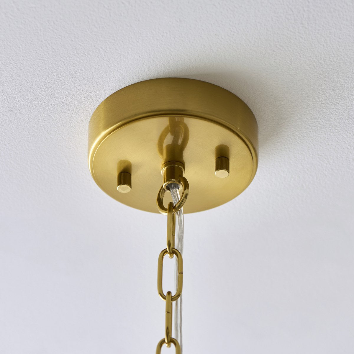 Endon Montpellier 6 Light Pendant Light in Brushed Aged Brass with Clear Ribbed Glass